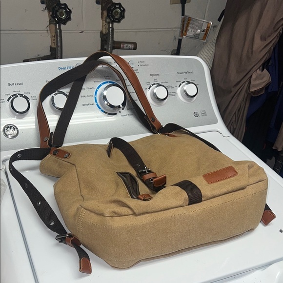Other - Tan Canvas and Brown Leather Men's Bag
